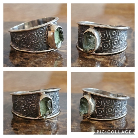 Genuine Czech Moldavite Ring Size 8 - Picture 7 of 8